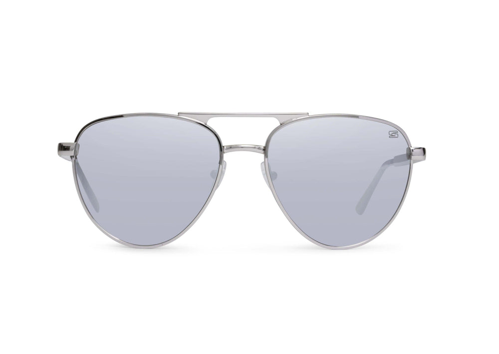 Dara Aviator Chrome Silver Sunglasses | Skeleton Optics